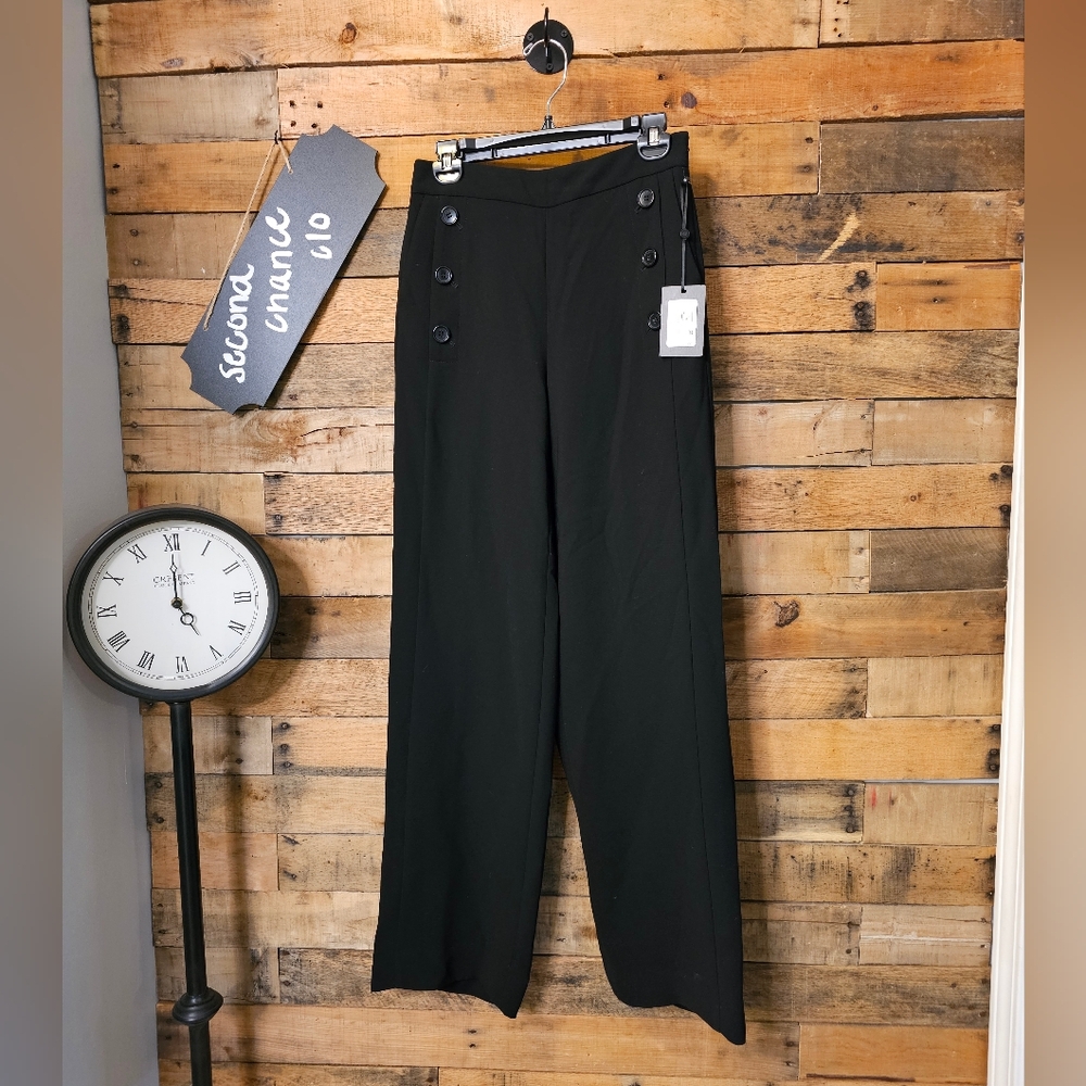 Dkny women's high waisted black wide leg dress pants size 0